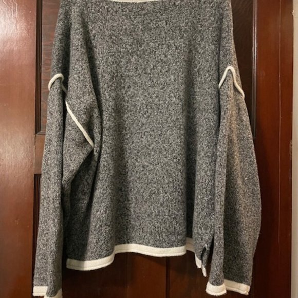 Grey with Cream Trim Oversized Sweater, size L - Picture 2 of 2